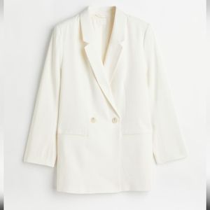 H&m double-breasted white blazer jacket size large